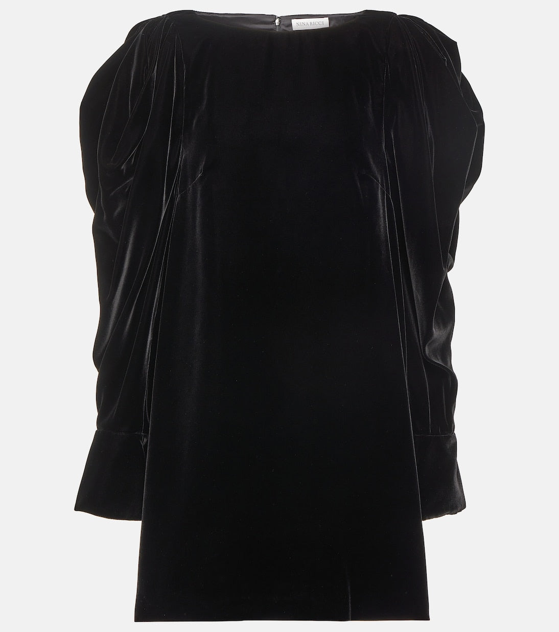 Velvet mini dress with puff sleeves Nina Ricci, black