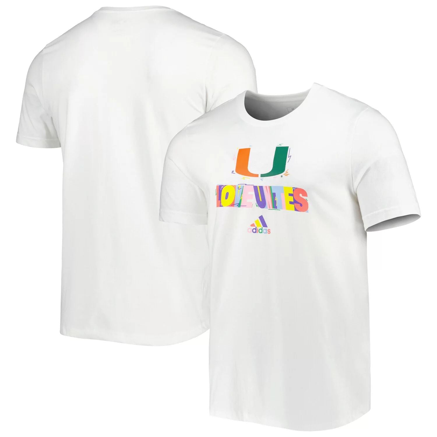 تي شيرت adidas Miami Hurricanes Pride Fresh للرجال باللون الأبيض