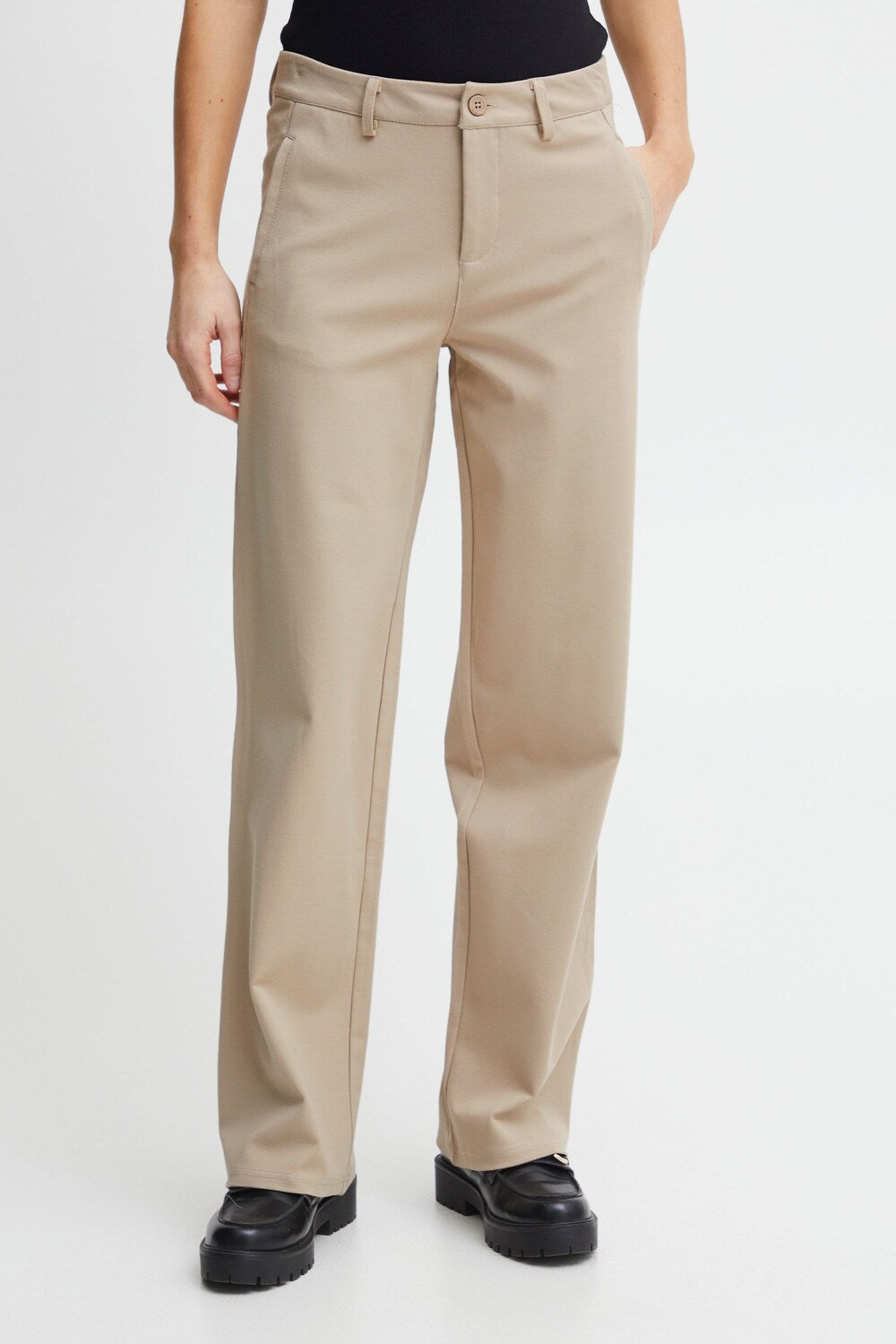 Fransa Tessa loose trousers, beige