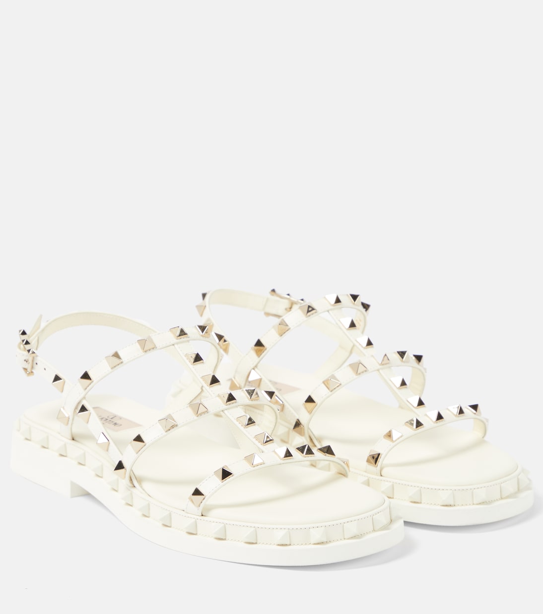 Valentino Garavani rockstud leather sandals, white