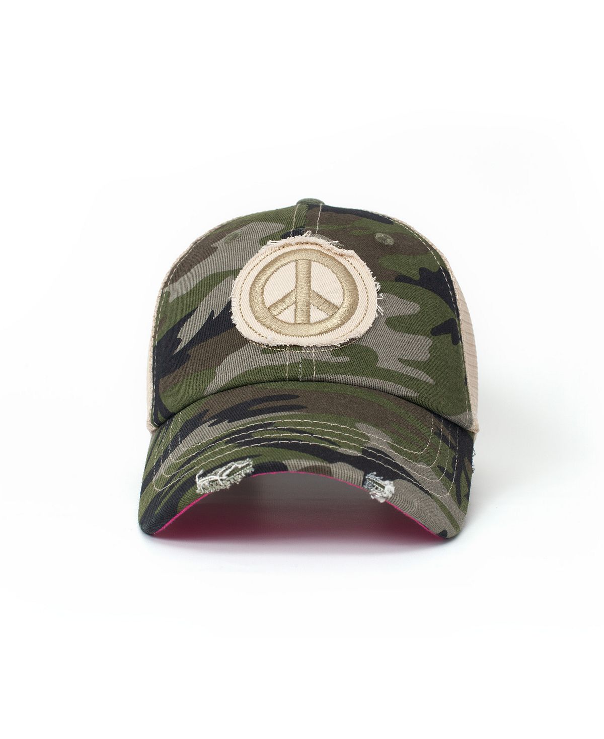 Peaceful Kids Adjustable Mesh Camo Trucker Peace Sign Shady Lady Hat