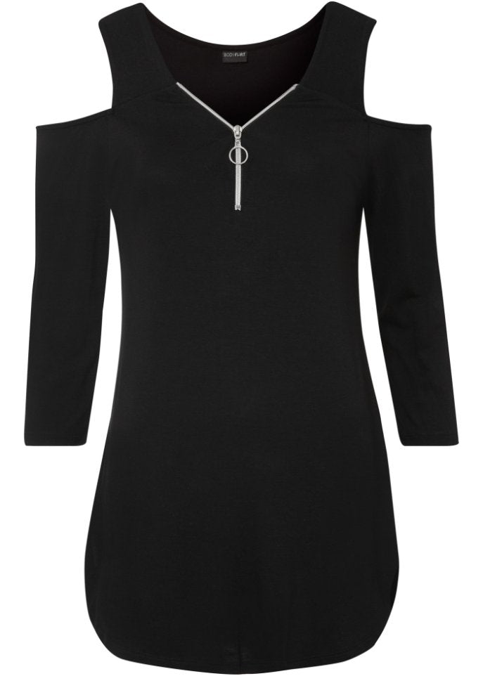 Bodyflirt Zip Shirt, black