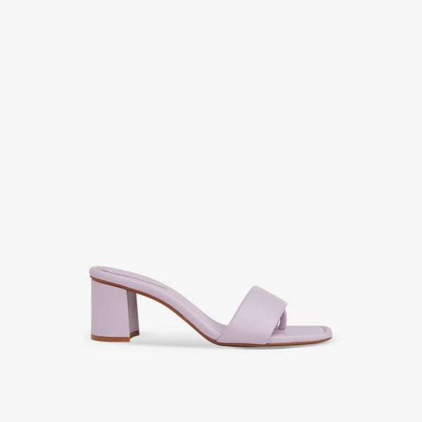 Whistles Leather Square Toe Heel Mules, Lilac