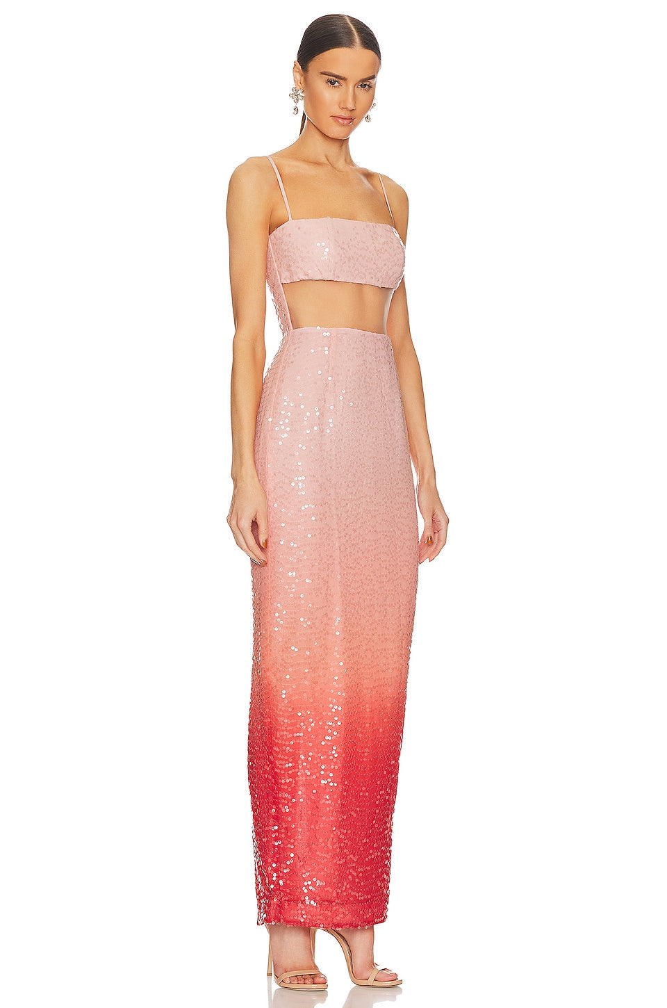 SAU LEE Talia Dress, Blush Red Ombre