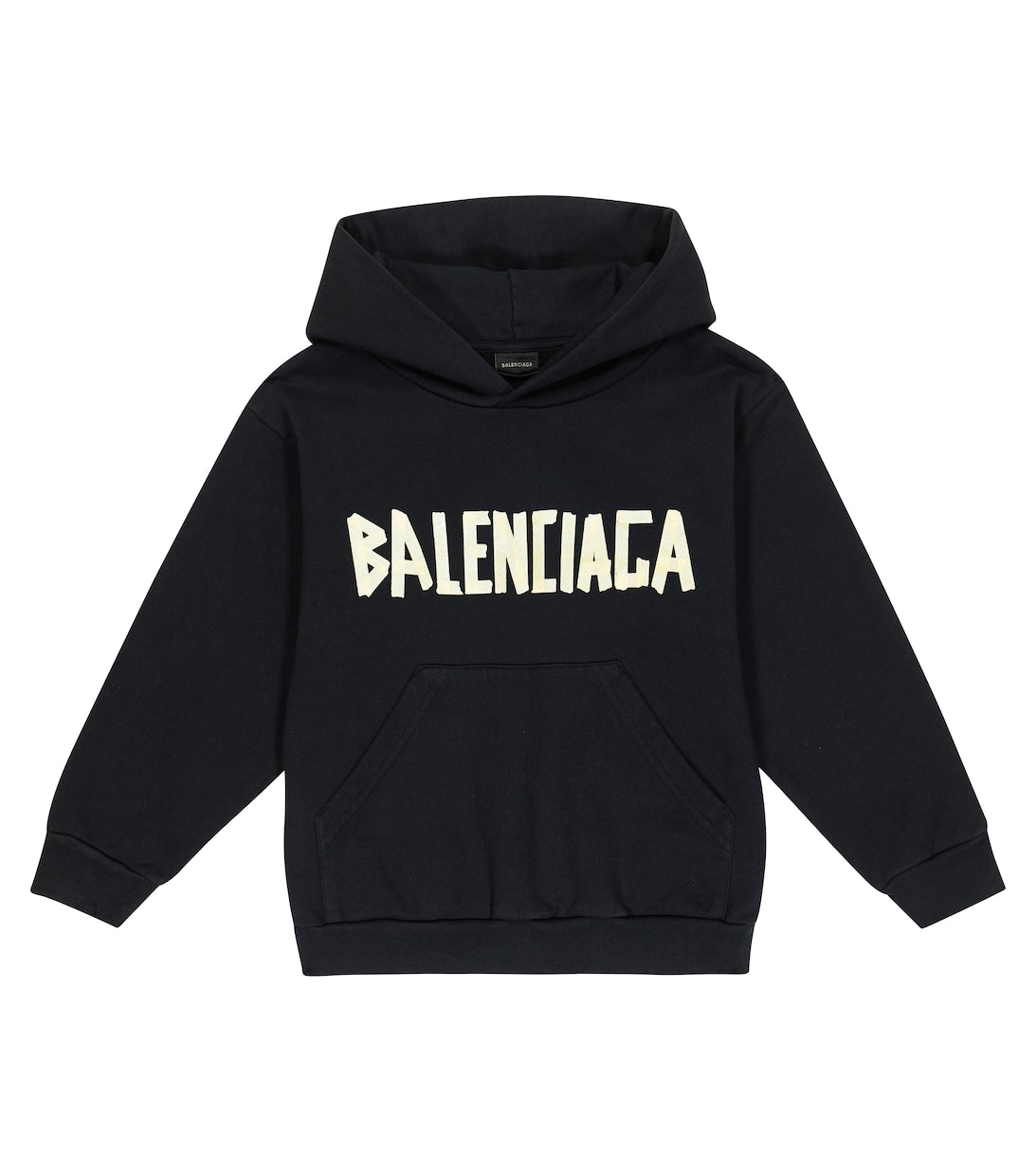 هودي جيرسي قطني بشعار Balenciaga للأطفال، أسود