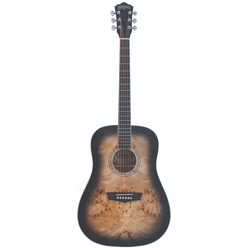 Acoustic guitar Washburn DFBDB Deep Forest Burl Dreadnought Acoustic Guitar, Black Fade