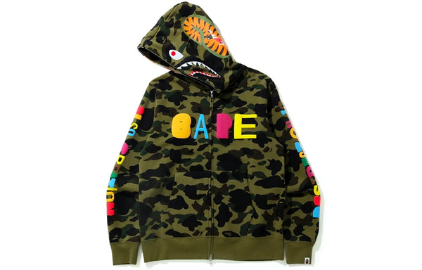 سترة رجالي من BAPE x READYMADE Crossover TIGER Shark باللون الأخضر المموه، باللون الأخضر