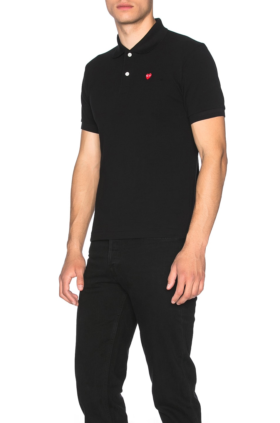 Polo Comme des Garçons Small Red Emblem Cotton, black