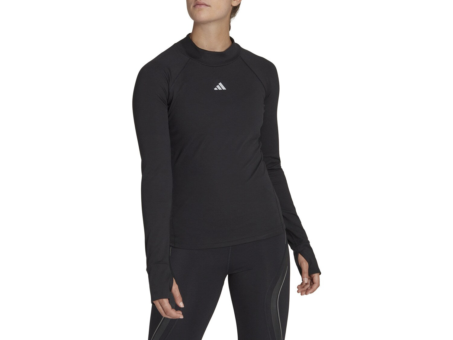 قميص Adidas Techfit Warm Training بأكمام طويلة، أسود