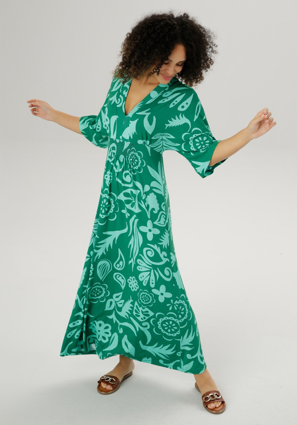 Summer dress Selected, green/light green