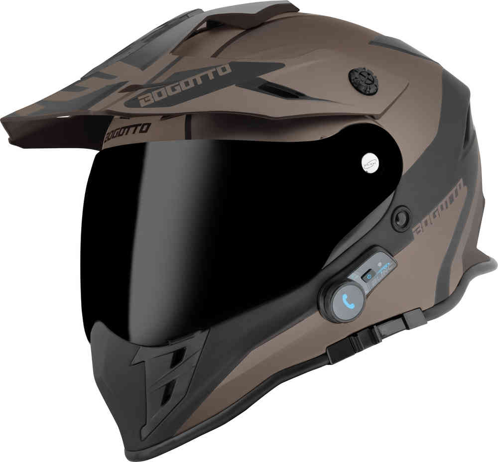 H331 BT Tour EVO Bluetooth Enduro Helmet Bogotto, Matt Black/Brown