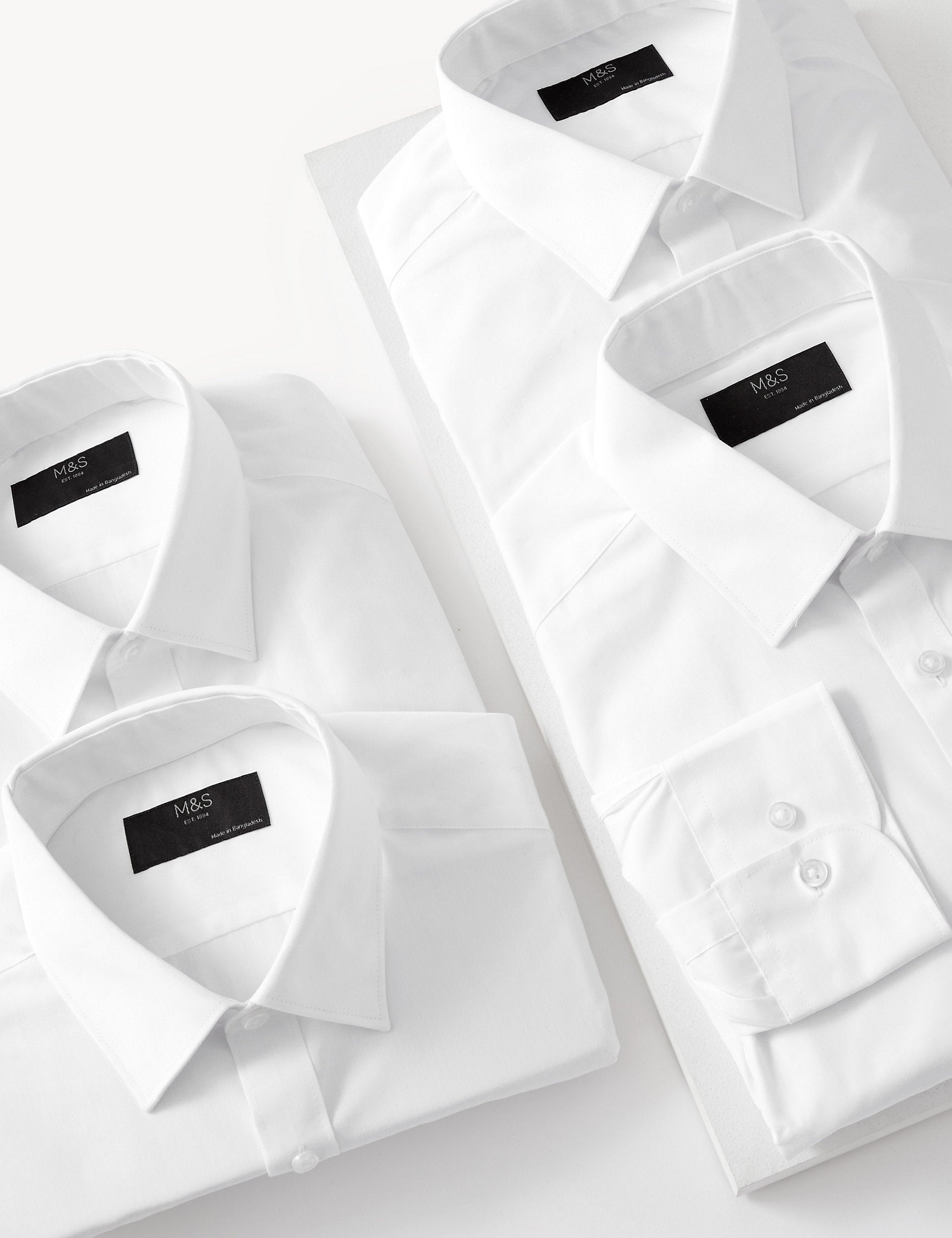 5 pairs of Marks & Spencer long sleeve fitted shirts, white mix