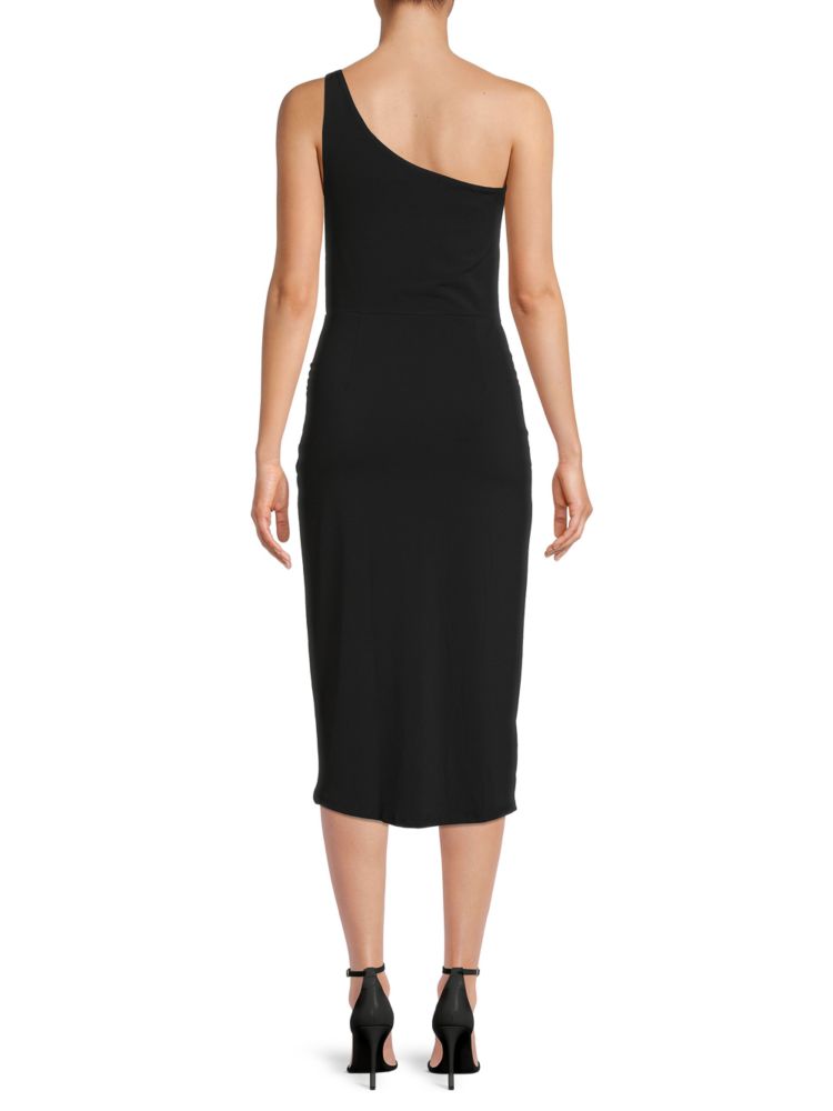 Socialite One Shoulder Bodycon Dress, Black