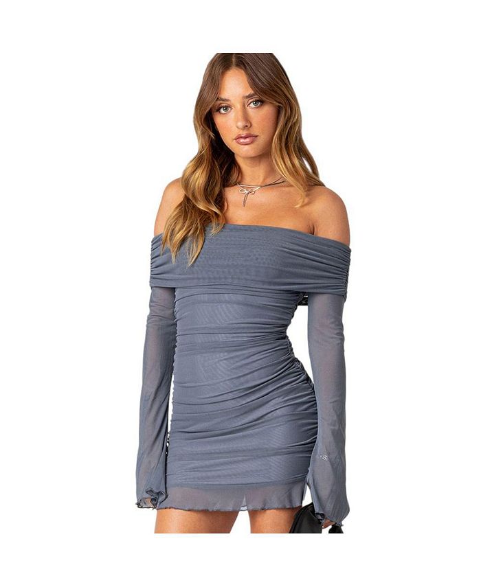 Women's Gala Pleated Mesh Mini Dress Edikted, Gray