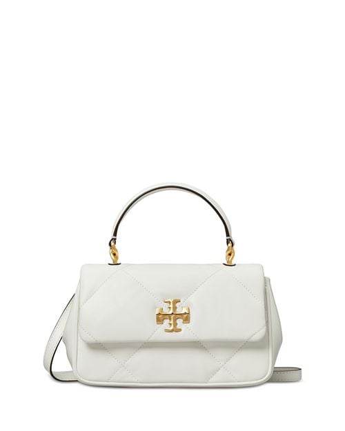 Kira Diamond Tory Burch Quilted Leather Top Handle Bag, White