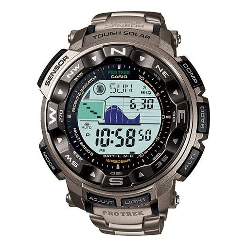 CASIO Waterproof Sports Solar Powered Mens Silver Digital Watch, silver