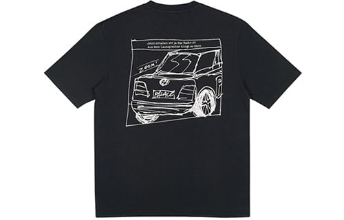 T-Shirt PALACE Autobahn T-Shirt Black Creative Printing Short Sleeve Unisex, black