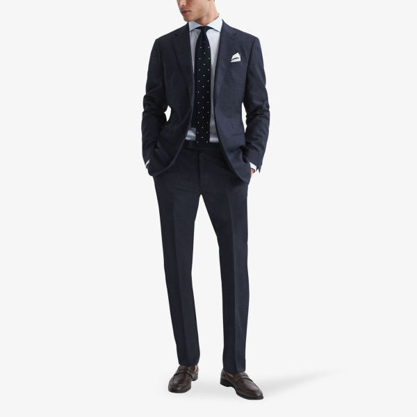 Dunn Slim Fit Wool Blazer in Reiss Check, Navy