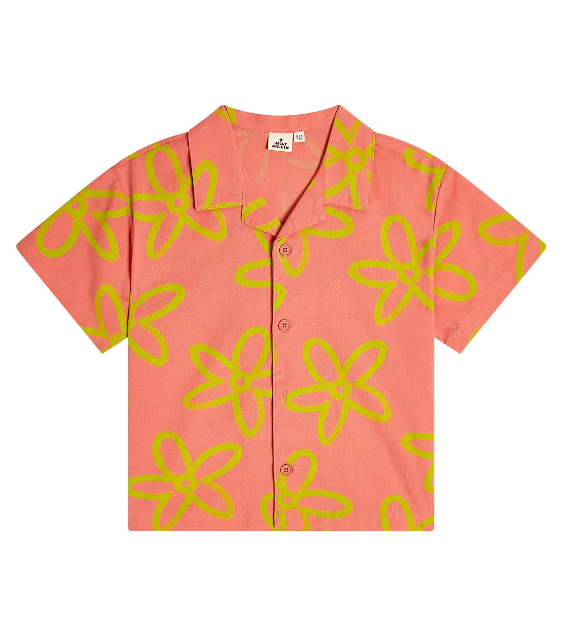 Jellymallow Floral Print Cotton Shirt, Orange