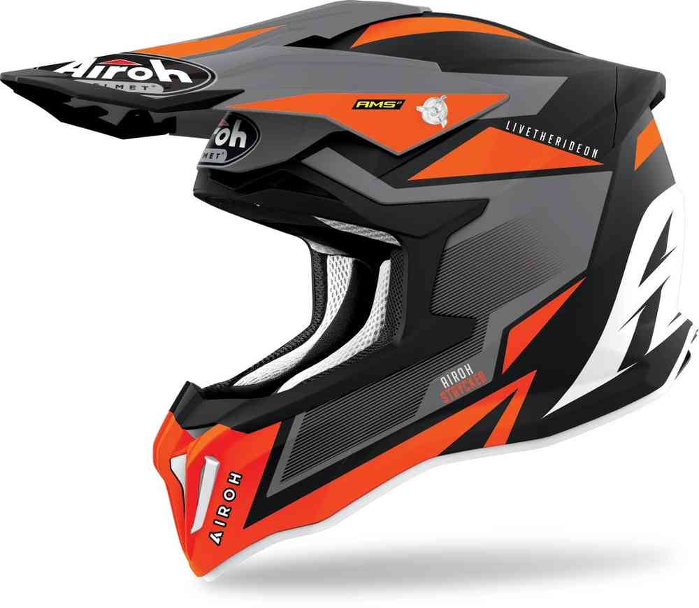 Strycker Ax Carbon Airoh Motocross Helmet, Matte Orange