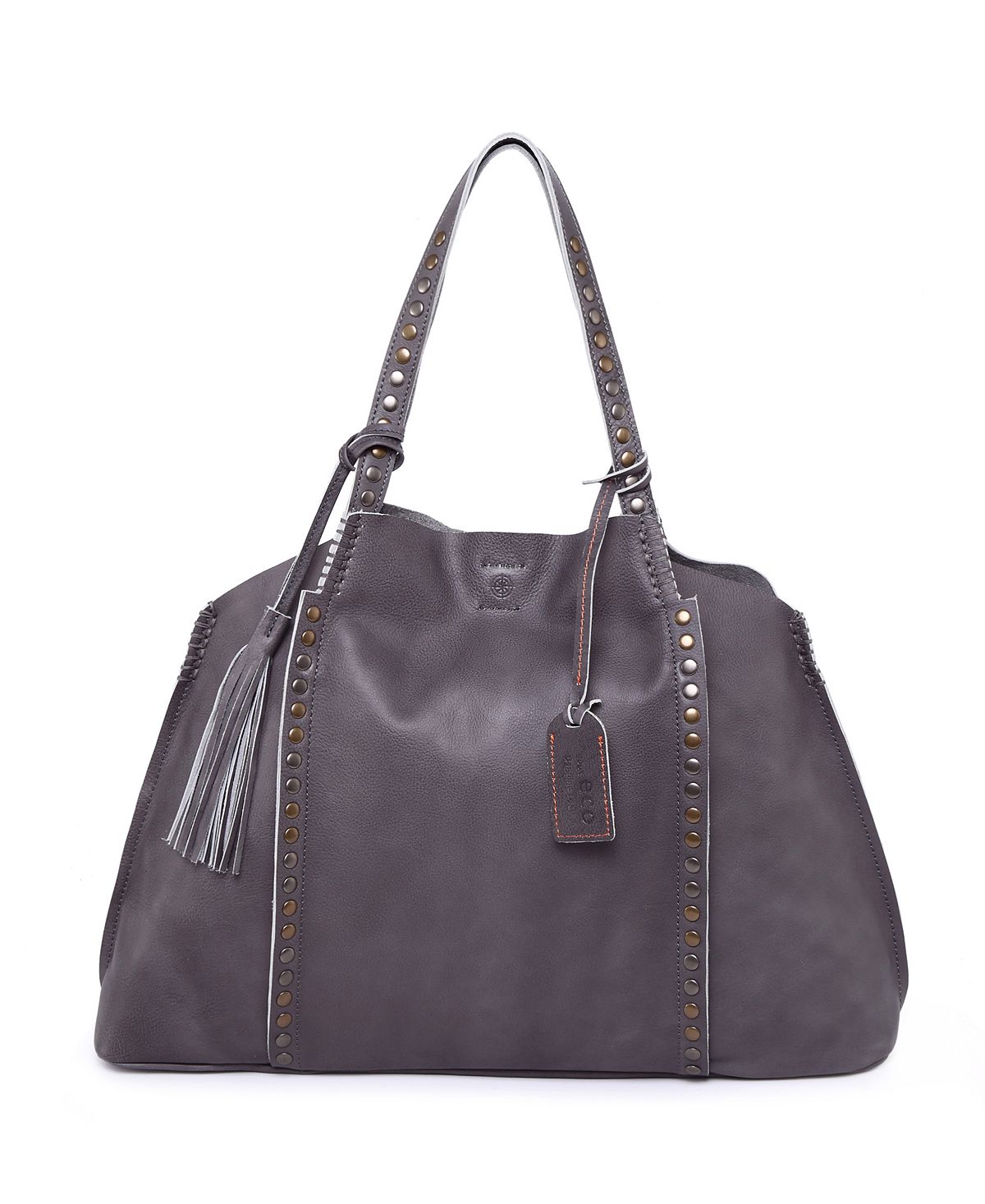 Women's large bag made of genuine birch leather OLD TREND, gray