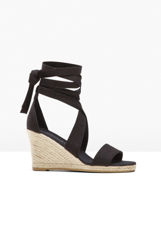 Rainbow wedge sandals, black