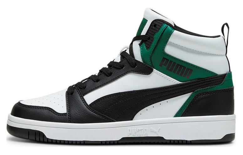 Rebound V6 Unisex High Top Skateboard Shoes Black/White/Green Puma