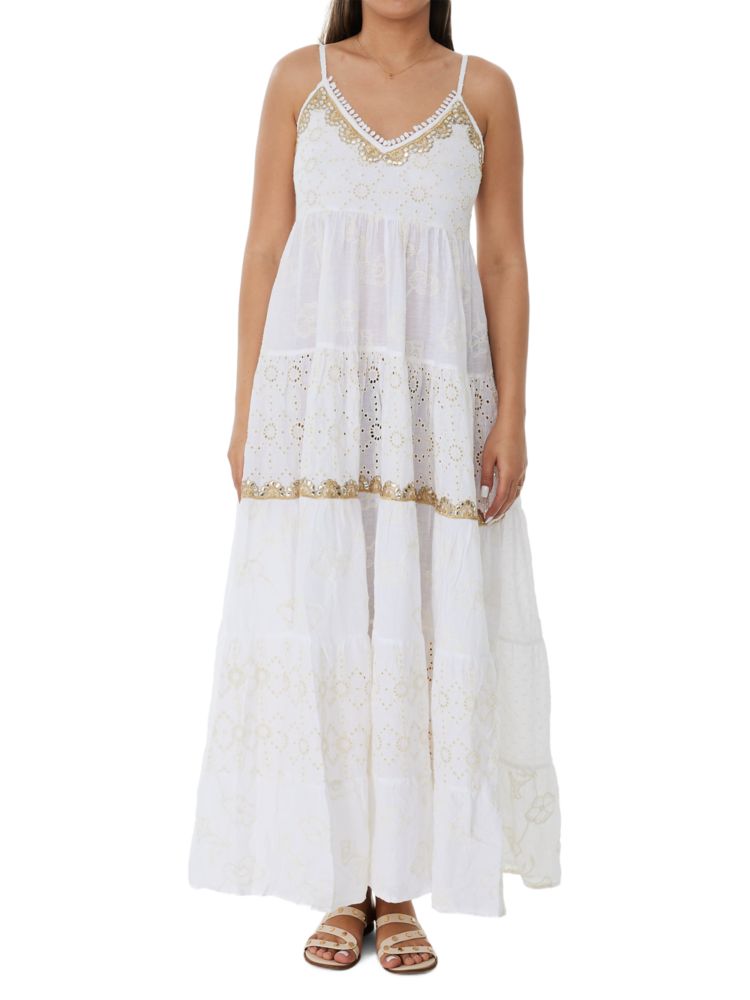 Ranee'S Tiered Eyelet Maxi Dress, White