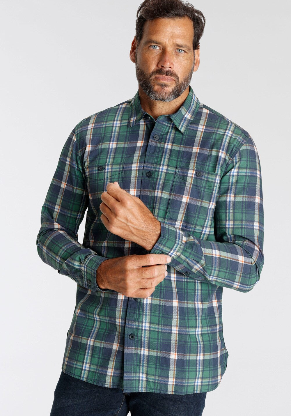 Mans World Regular Fit Button Down Shirt, Green