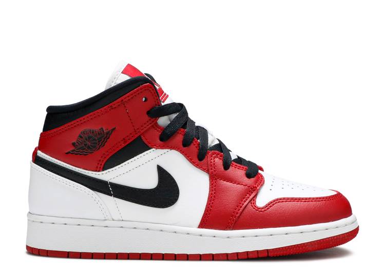 حذاء رياضي AIR JORDAN 1 MID GS 'CHICAGO'، باللون الأبيض