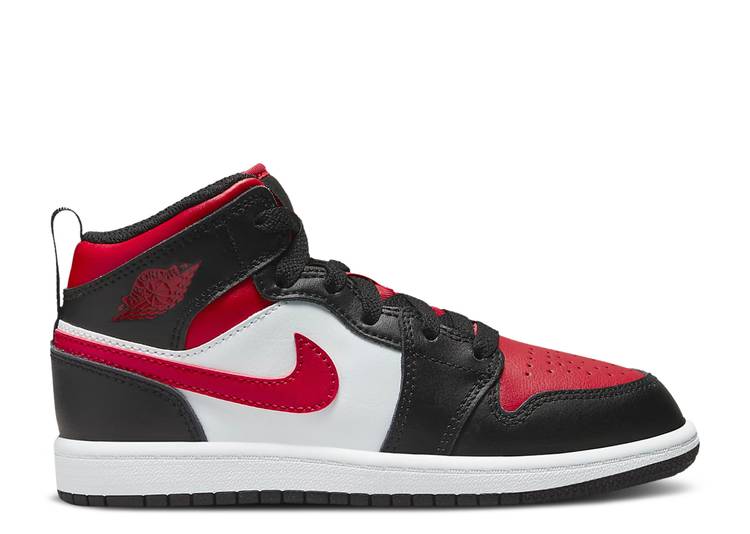 حذاء رياضي AIR JORDAN 1 MID PS 'BLACK FIRE RED'، أسود