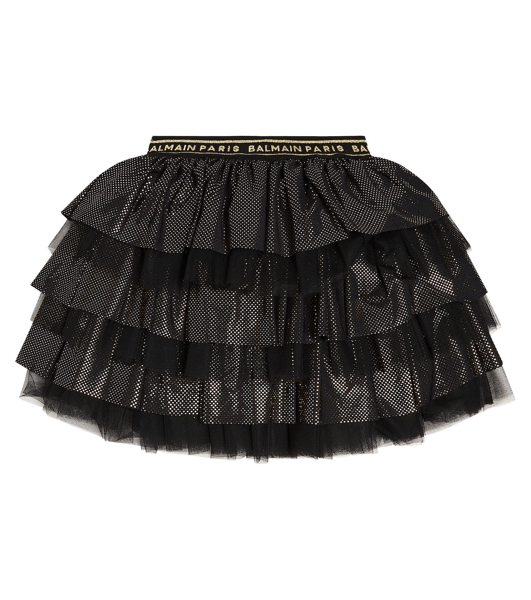 Balmain Kids Tiered Tulle Skirt, Black