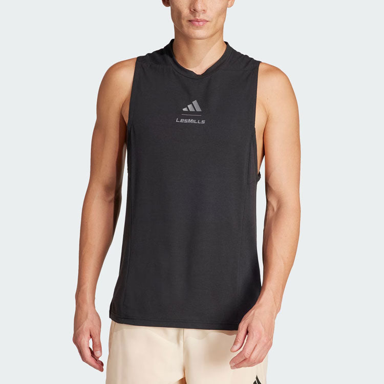 LES MILLS men's tank top black Adidas, black