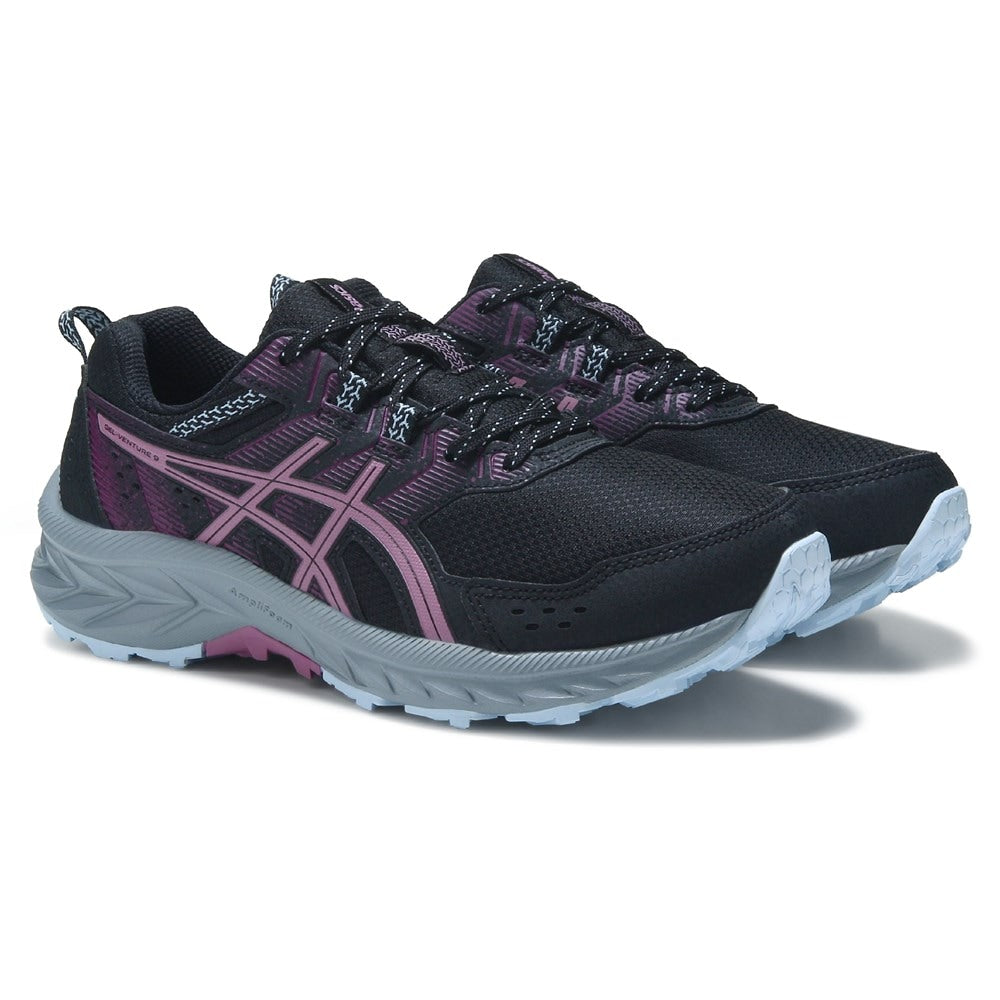 حذاء الجري النسائي Asics GEL-Venture 9 Trail Running Shoe متوسط/واسع، أسود