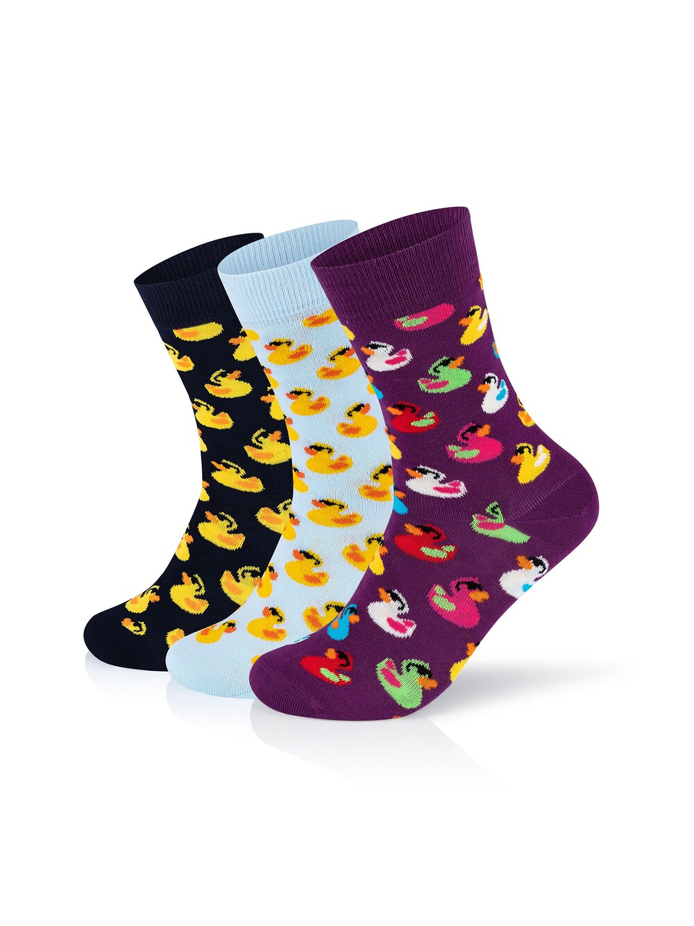 جوارب Happy Socks المطاطية المكونة من 3 قطع، باللون الأزرق السماوي/الأرجواني/الأسود