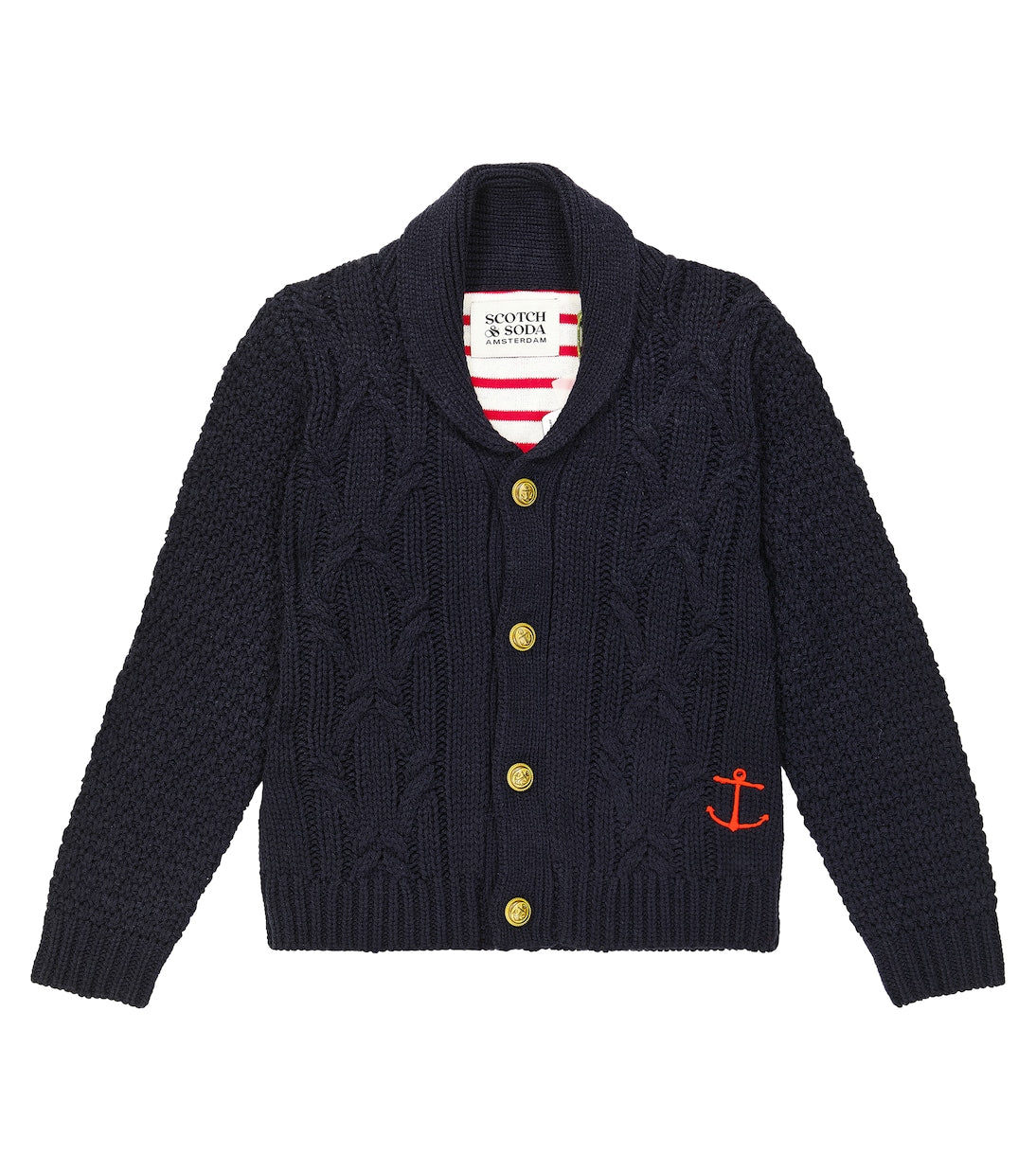 Scotch & Soda Kids cable knit cardigan, blue