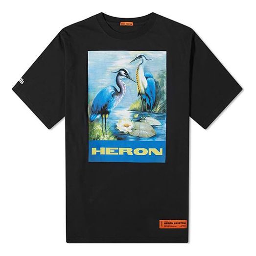 تي شيرت رجالي HERON PRESTON أزرق بأكمام قصيرة أسود، أسود