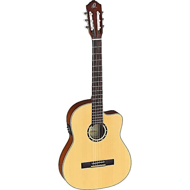 Acoustic guitar Ortega Guitars RCE125SN Family Series Slim Neck & Thinline Body Nylon String Guitar w/ Gig Bag