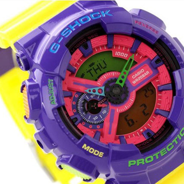 CASIO G-Shock Analog-Digital 'Purple' watch, yellow