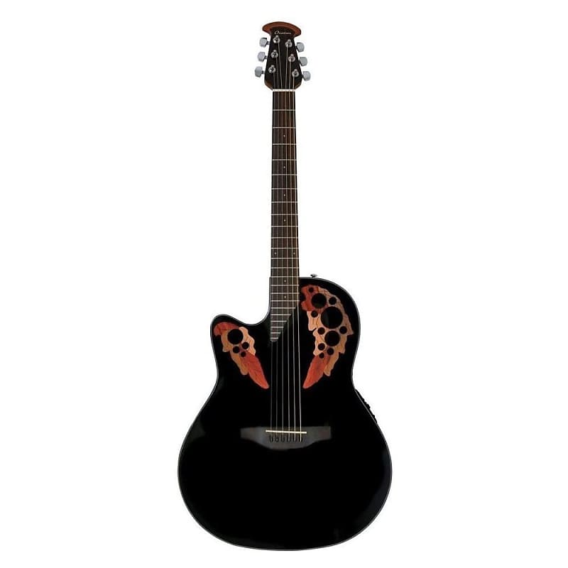 Acoustic guitar Ovation Celebrity Elite CE44l-5 Electric Acoustic Guitar Mid Cutaway Left-Handed Model Black