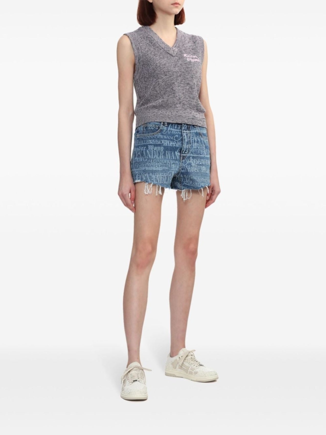 Handwriting Vest with Maison Kitsuné Embroidered Logo, Grey