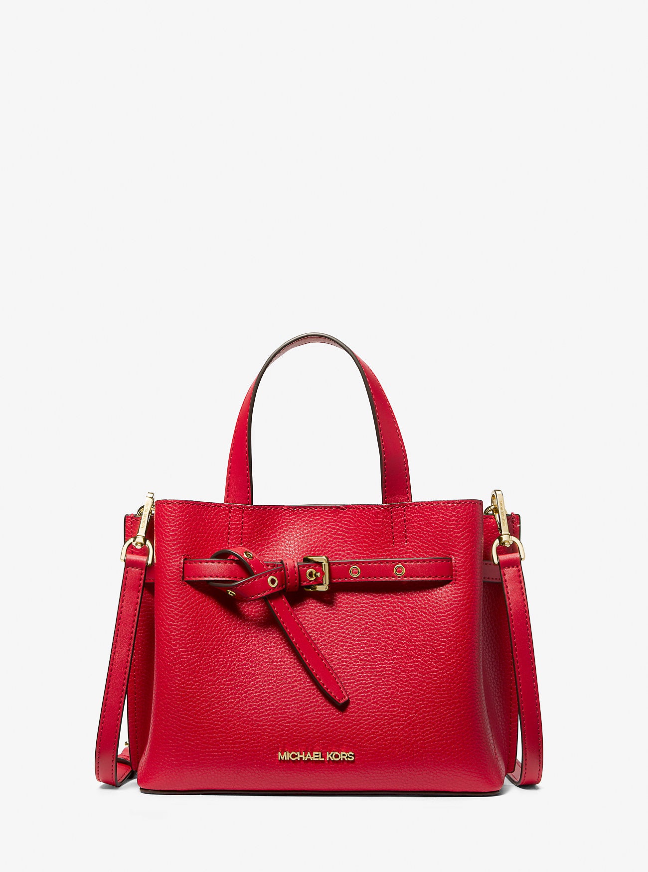 Michael Kors Pebbled Leather Emilia Small Satchel, Red