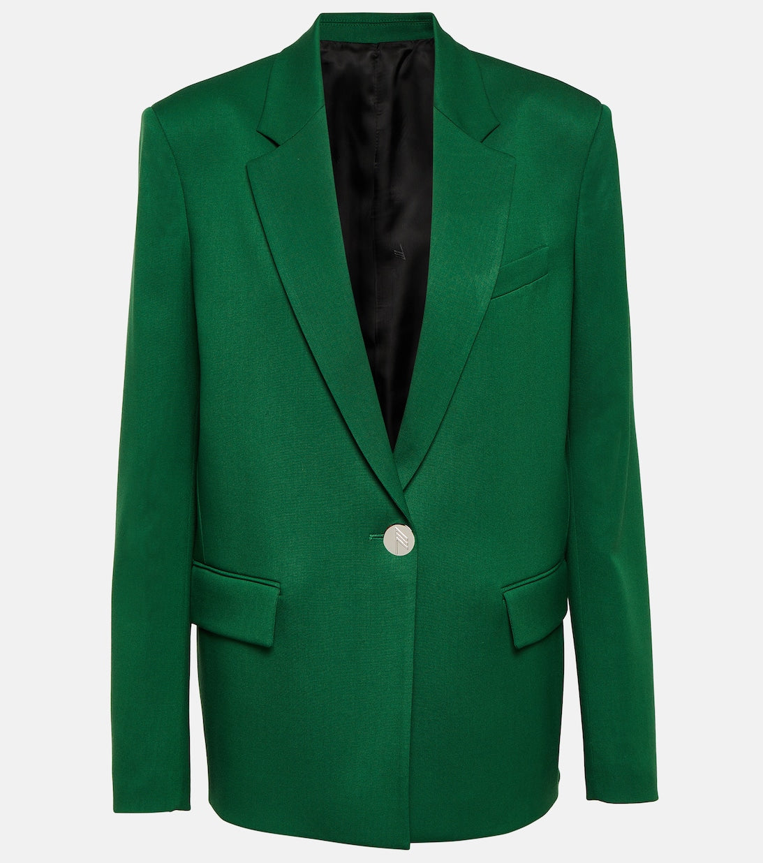 THE ATTICO Single Breasted Wool Blend Blazer, Green