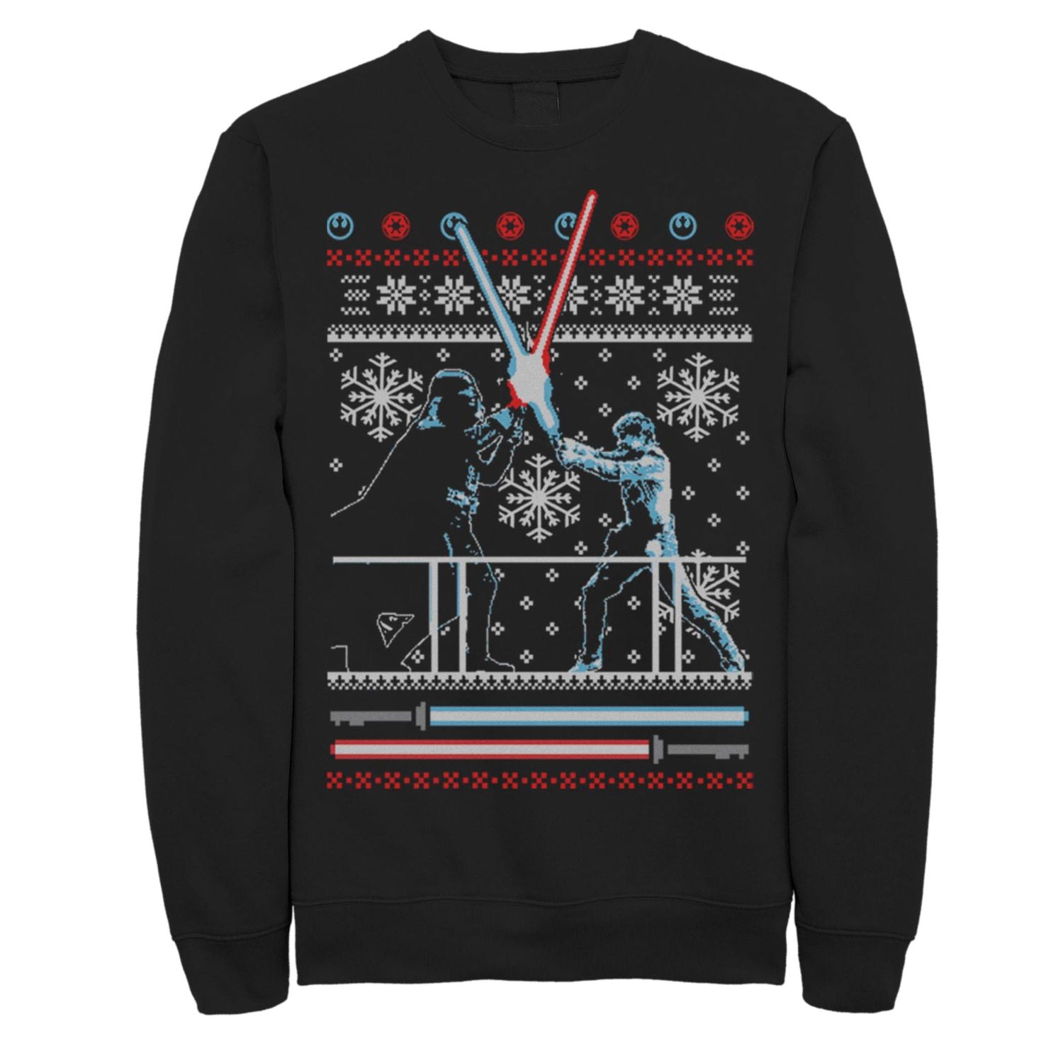 Men's Star Wars Fleece Sweater Vader Luke Clash Ugly Christmas Sweater Licensed Character, Black