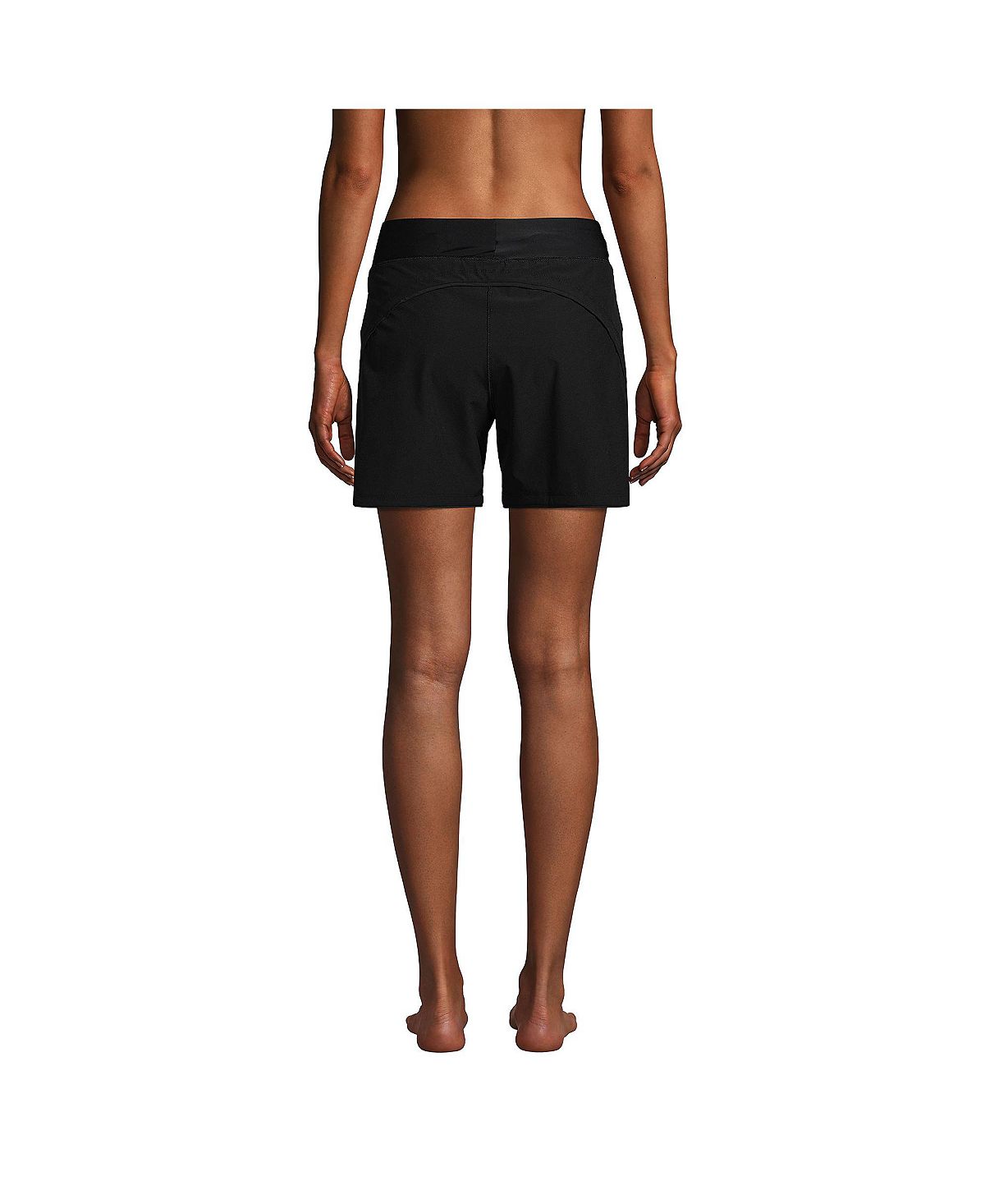 Women's Petite 5" Swim Shorts Lands' End Quick Dry Elastic Waist Shorts with Panties, Black