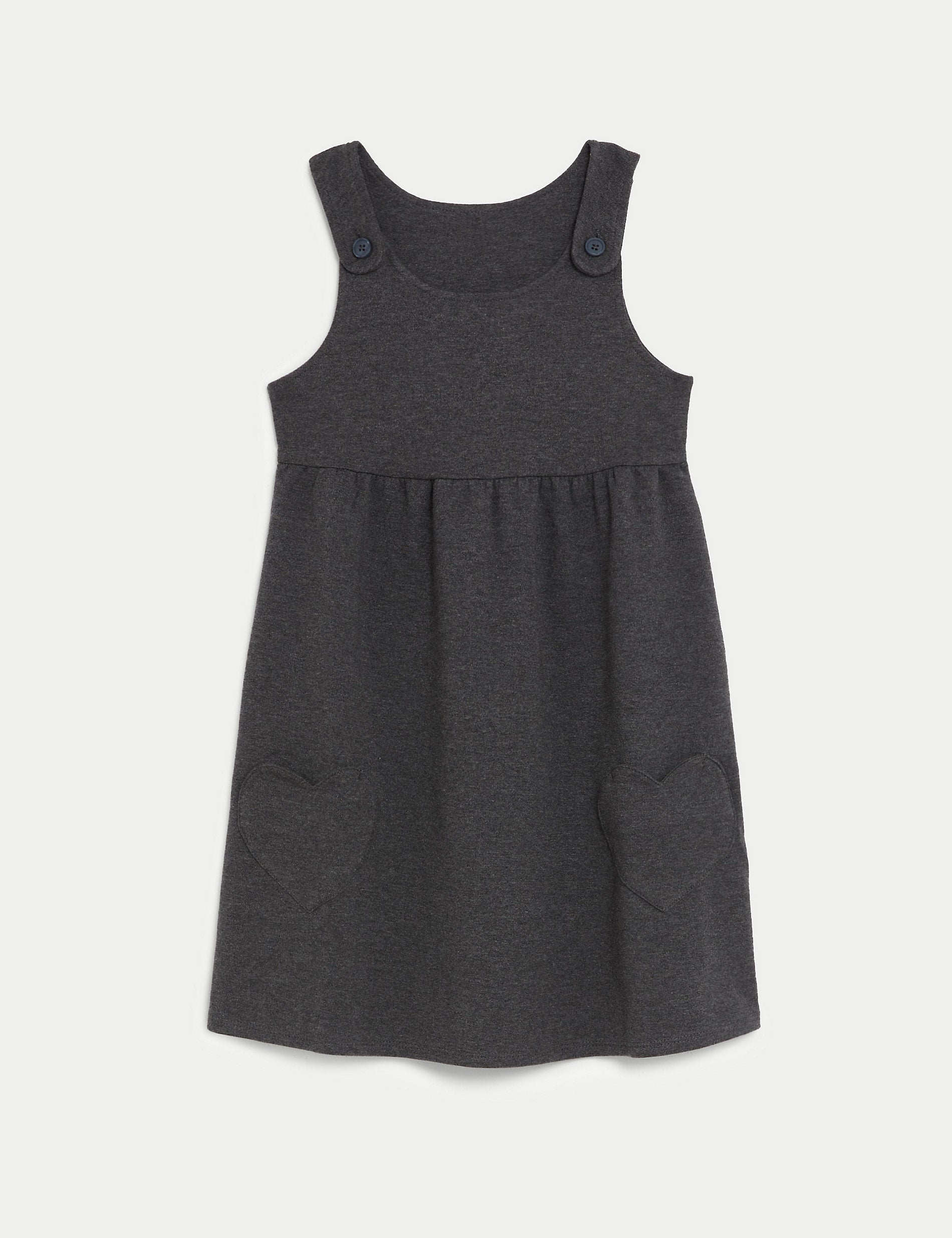 School Jersey Sundress with Hearts and Pockets for Girls (2-12 Years) Marks & Spencer grey