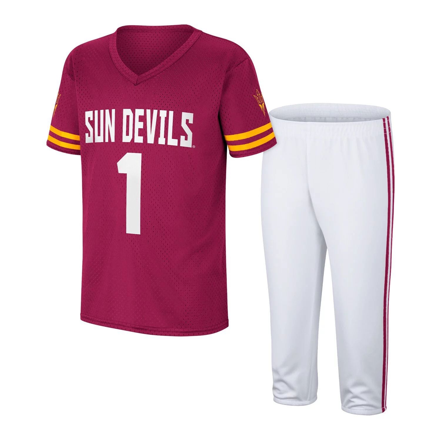 طقم قميص كرة قدم وبنطلون Colosseum للشباب من Arizona State Sun Devils Colosseum Maroon/White