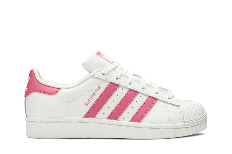 حذاء رياضي Adidas Superstar J 'White Real Pink' باللون الأبيض