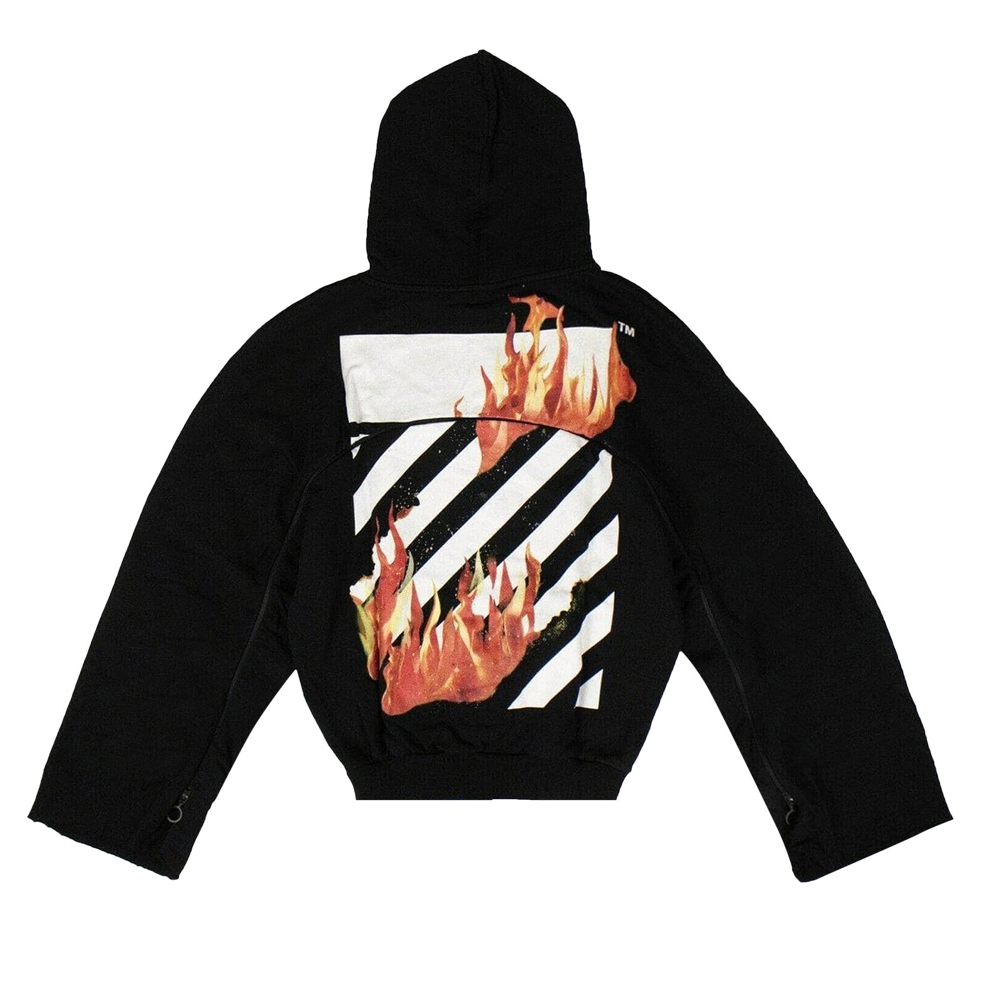 Off-White Diag Fire Reverse Zip Sweatshirt, Black