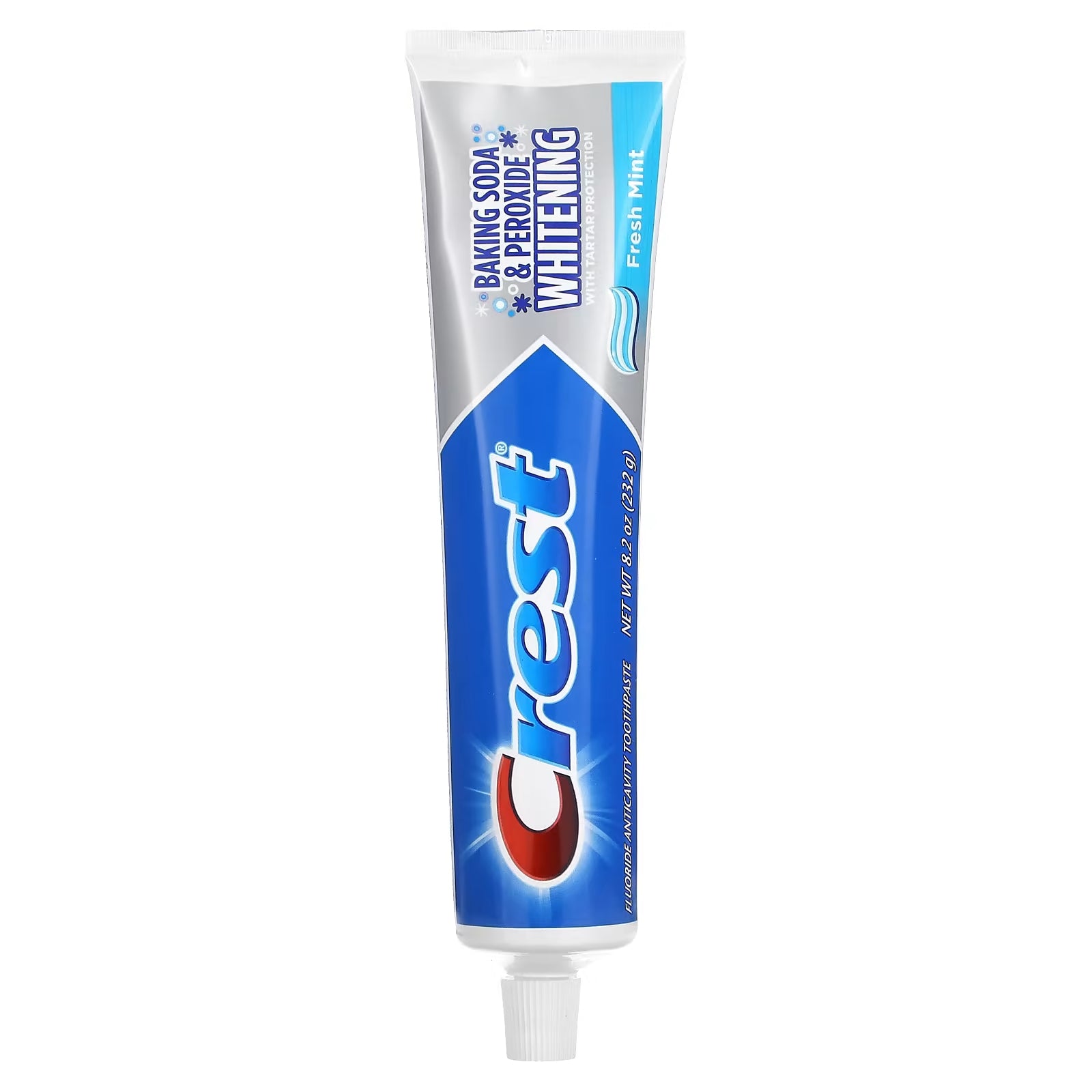 Crest whitening fluoride toothpaste with baking soda and peroxide fresh mint , 232 g